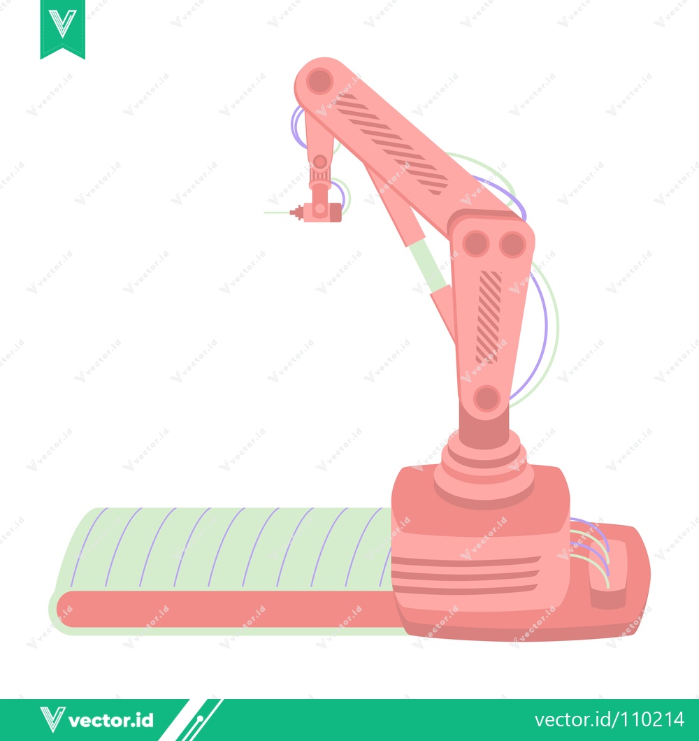 Premium Vector dari Robotic Arm on Conveyor Belt in Industrial Setting