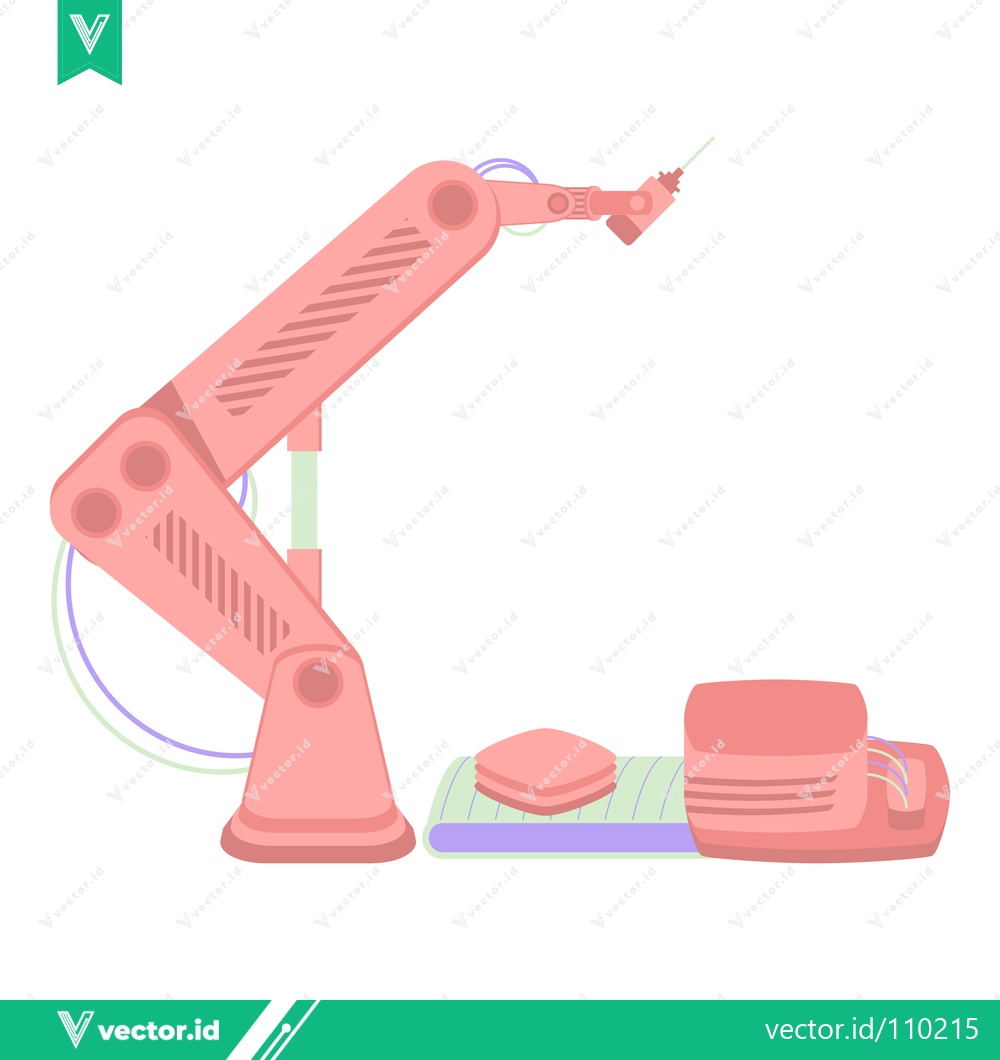 Premium Vector dari Robotic Arm with Control Panel and Base