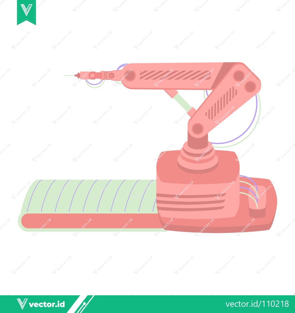 Premium Vector dari Automated Robotic Arm on a Conveyor Belt in a Factory Setting
