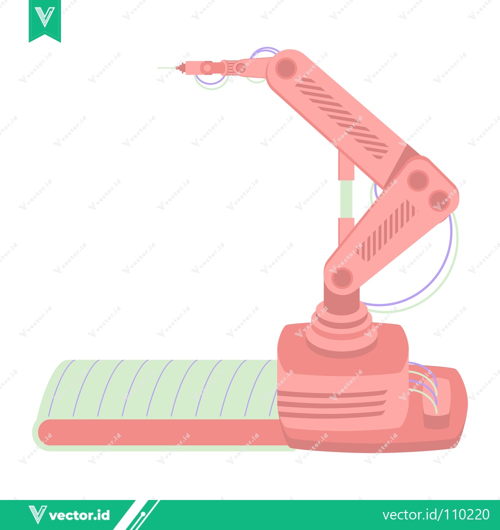 Premium Vector dari Robotic Arm on Conveyor Belt in Industrial Setting