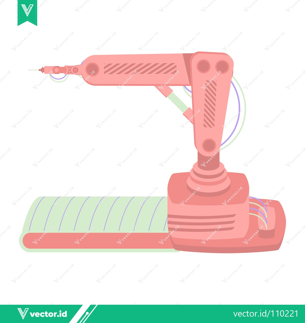 Premium Vector of Automated Robotic Arm on Conveyor Belt in Industrial Setting