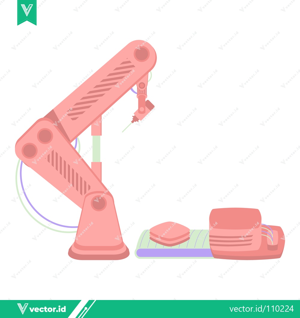 Premium Vector dari Robotic Arm Assembly Line with Components