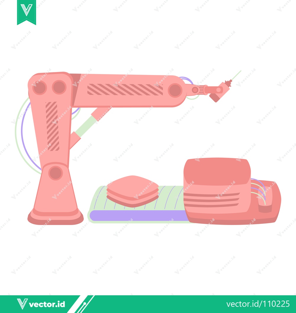 Premium Vector of Robotic Arm with Industrial Components for Automation