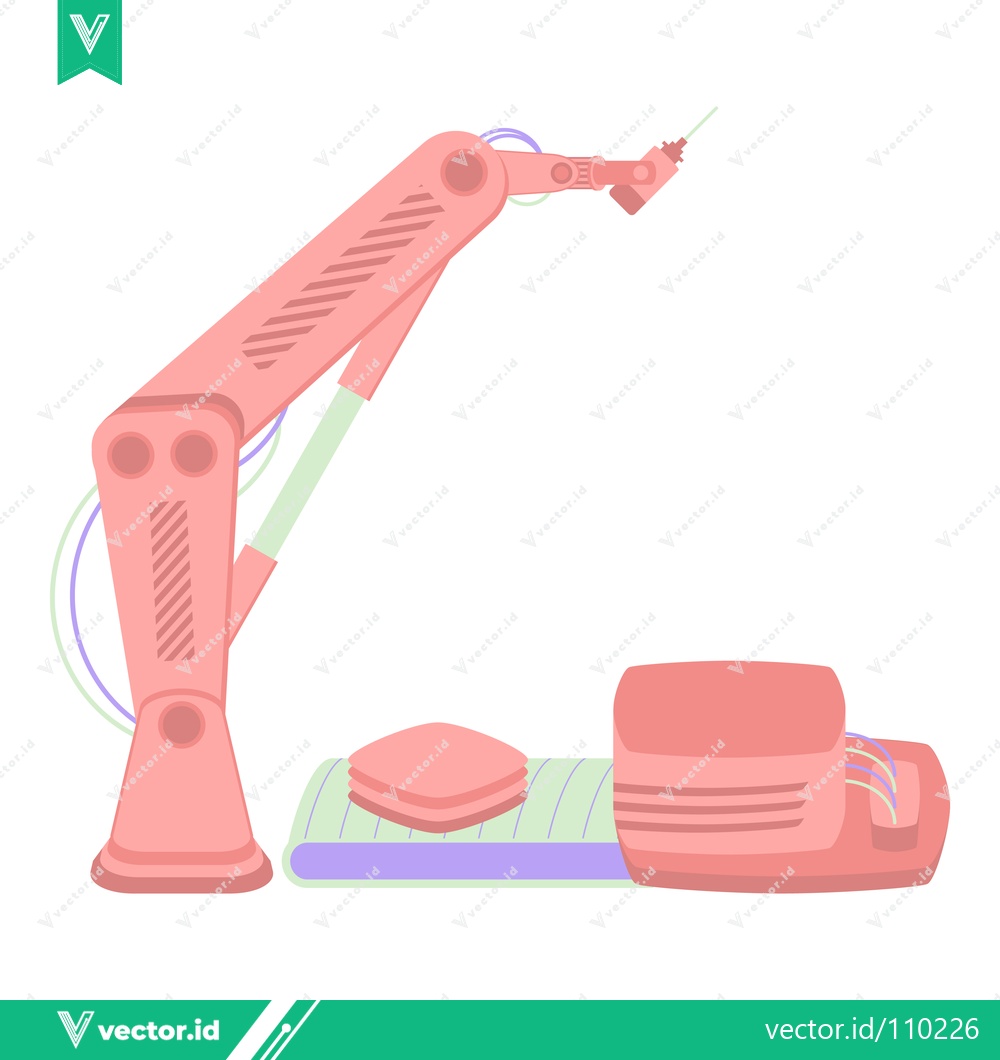 Premium Vector dari Robotic Arm with Precision Tool in a Clean Factory Setting