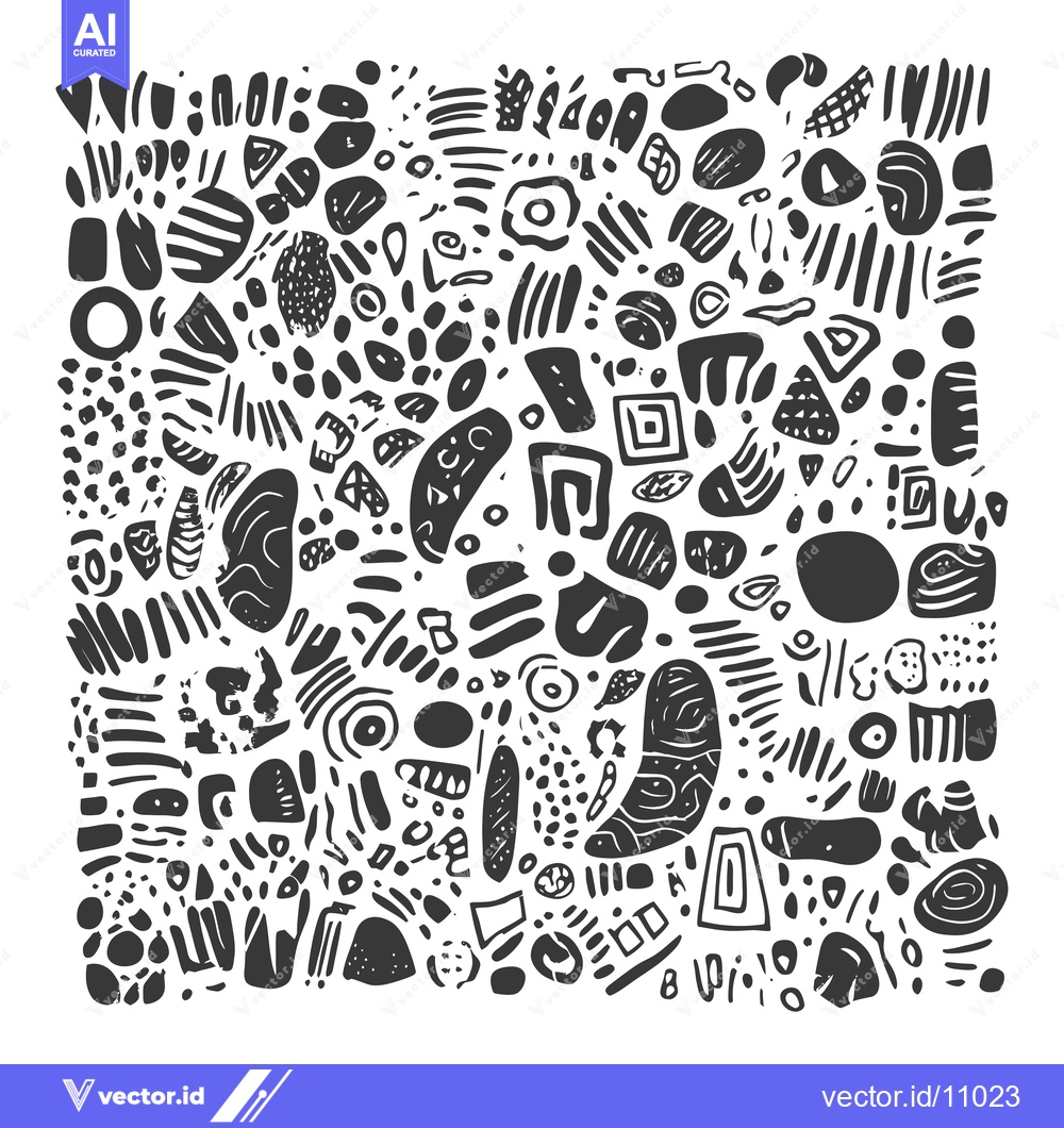 Premium Vector dari Abstract Black and White Hand-Drawn Shapes Pattern