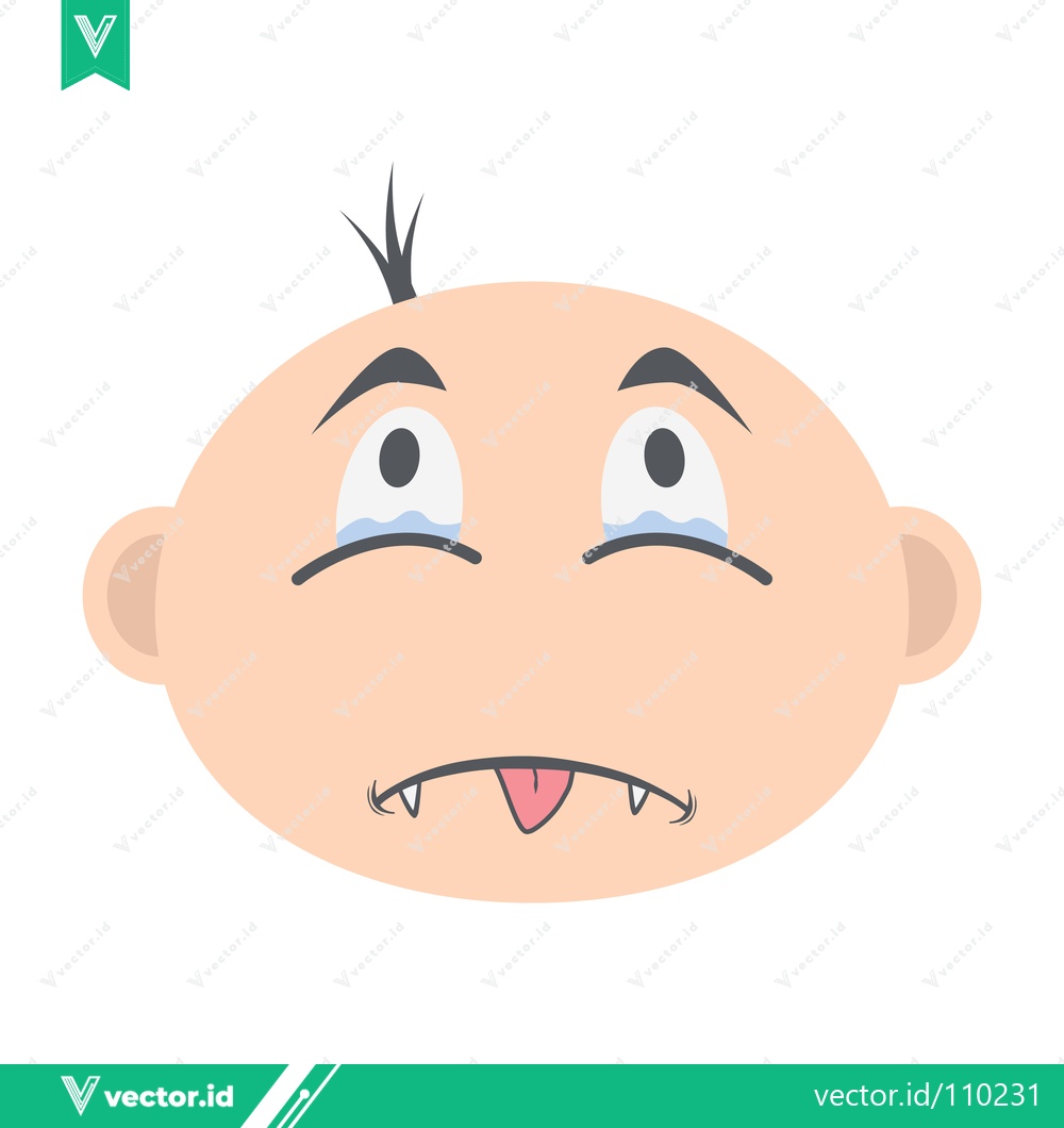 Premium Vector dari Sad Baby Face with Tears and Tongue Out