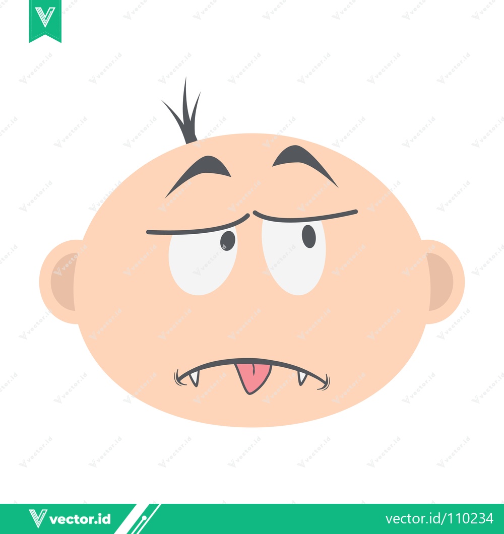Premium Vector dari Cartoon Baby Face with Bored Expression and Tongue Sticking Out