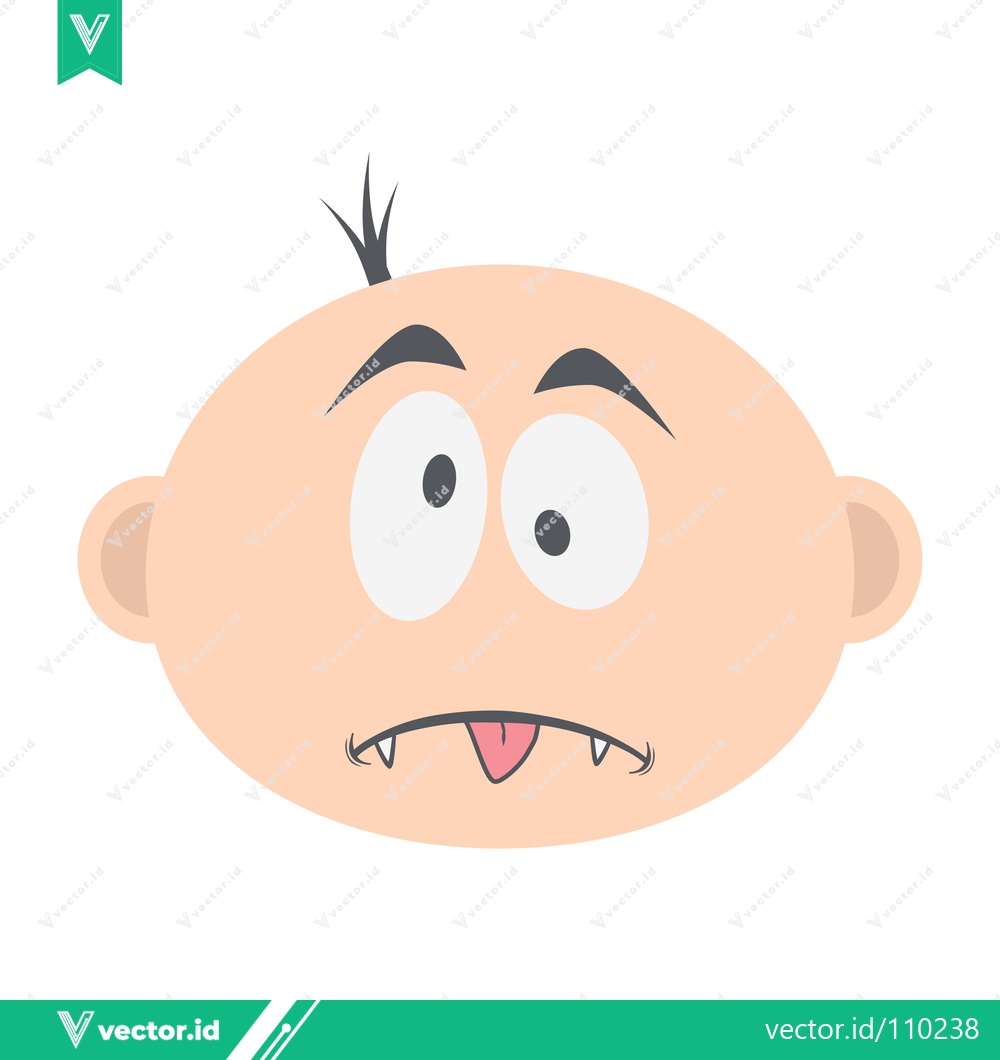 Premium Vector of Cartoon Baby Face with Goofy Expression and Tongue Sticking Out