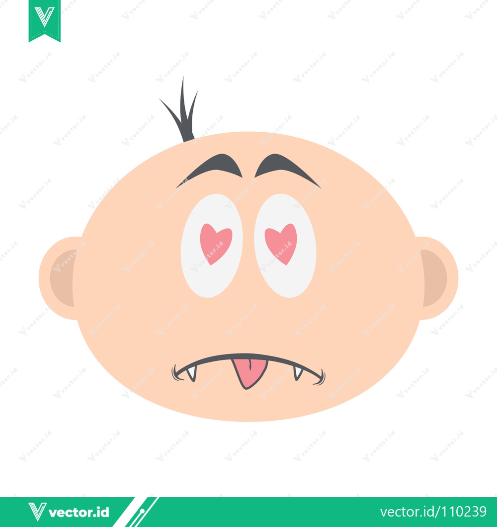 Premium Vector of Cute Baby Face with Heart Eyes and Fangs