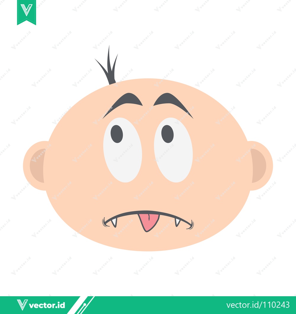 Premium Vector dari Cartoon Baby Face with Worried Expression and Tongue Out