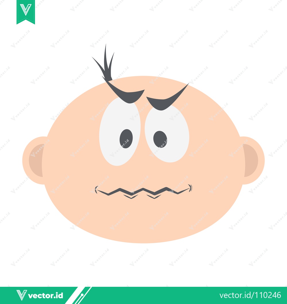 Premium Vector of Cartoon baby face with worried expression and furrowed brow