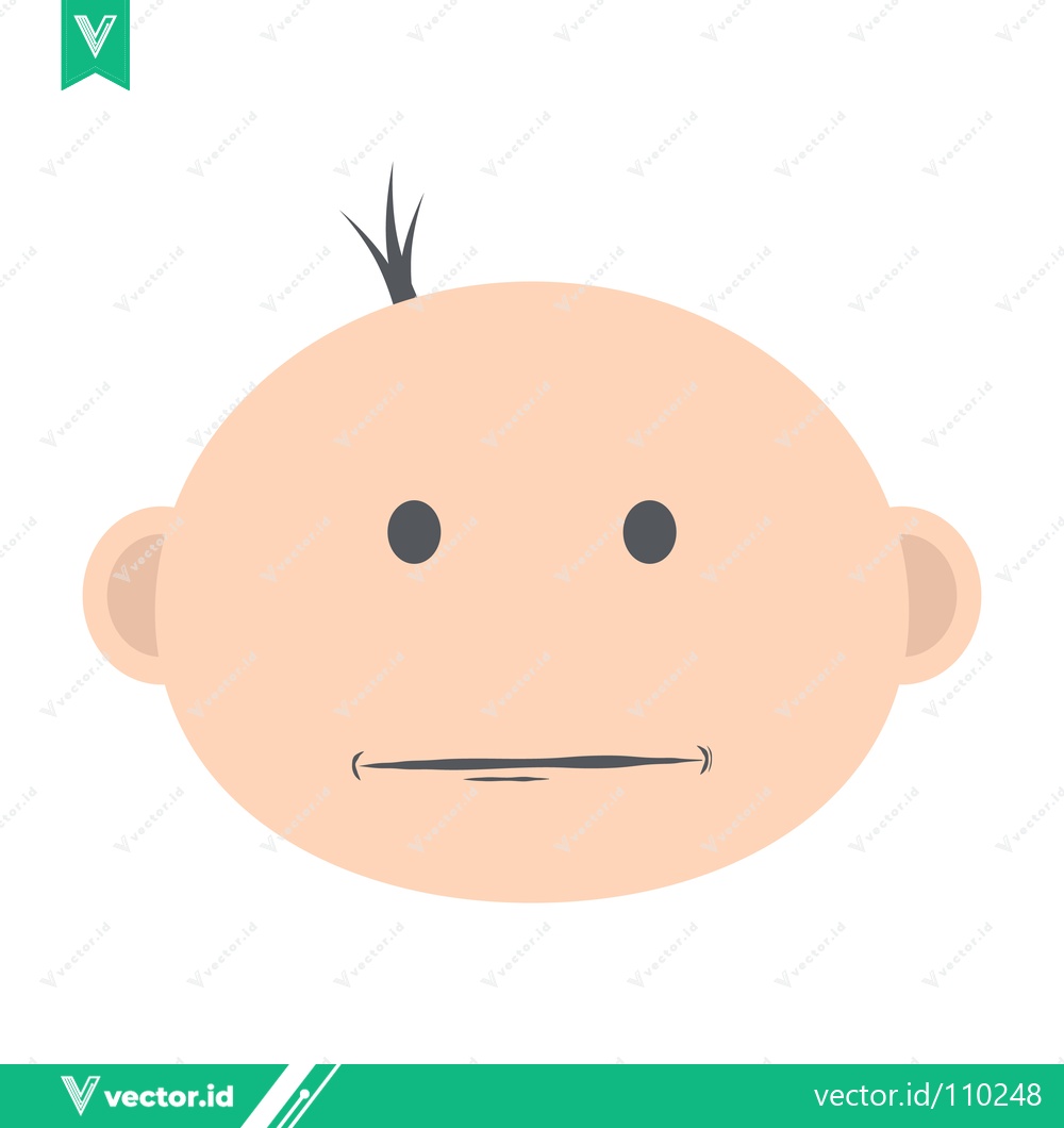 Premium Vector of Minimalist Baby Face Icon with Single Hair Strand