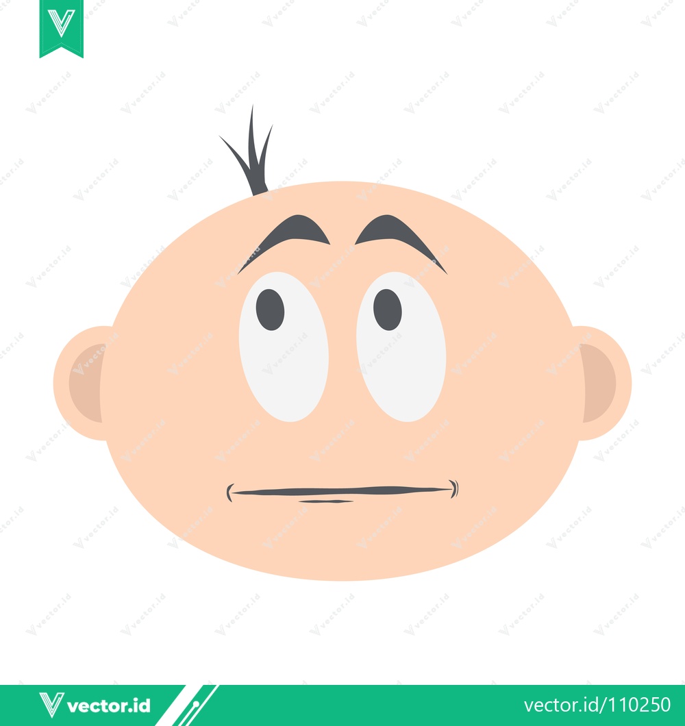 Premium Vector dari Cartoon Baby Face with Confused Expression and Single Hair Tuft