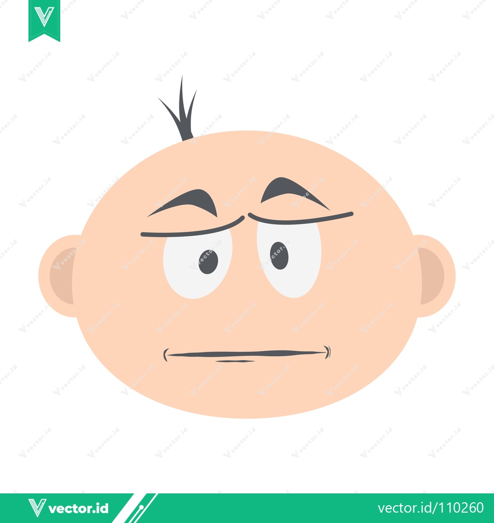 Premium Vector dari Cartoon Baby Face with Bored Expression and Single Hair Tuft
