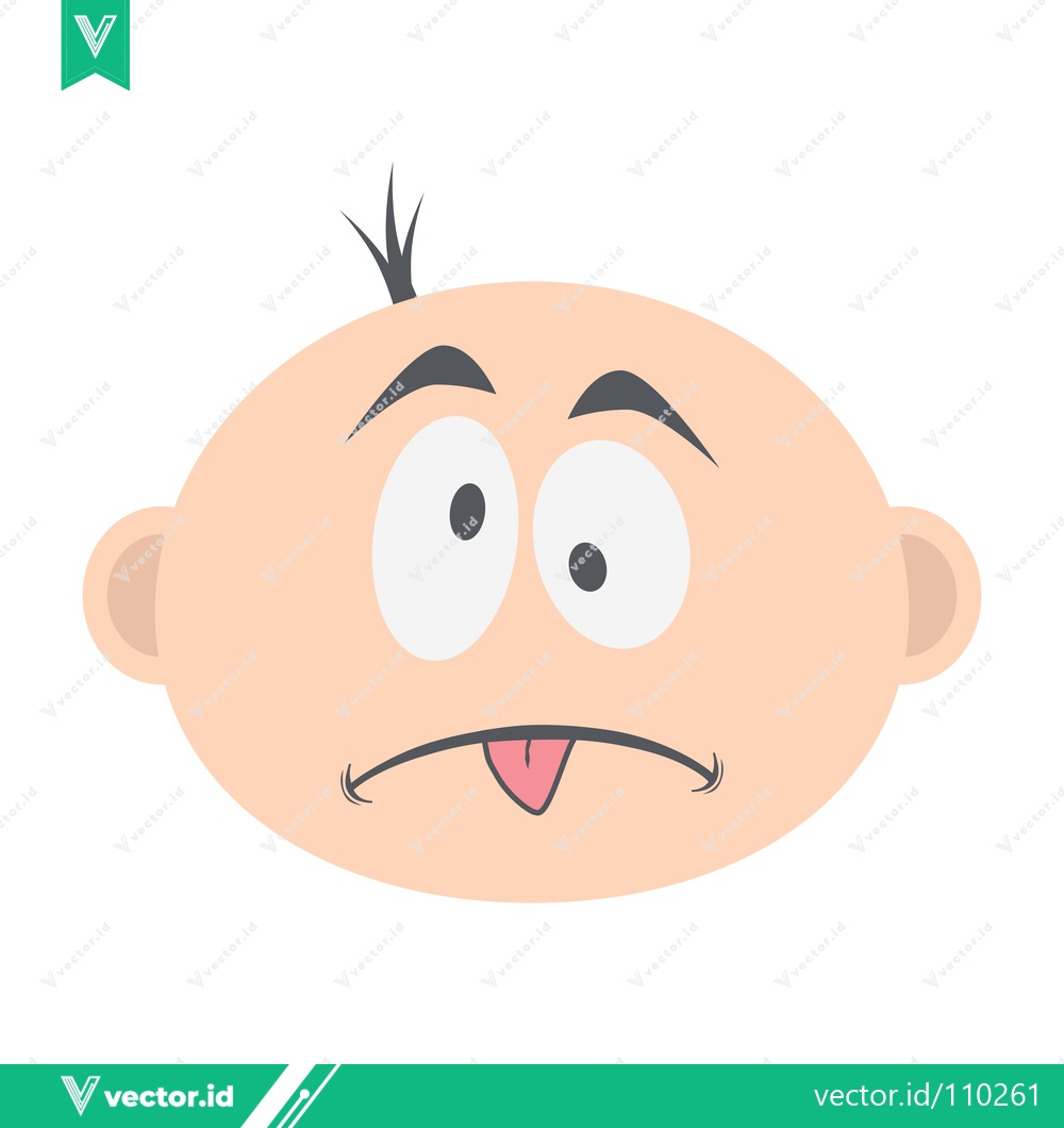 Premium Vector of Funny Cartoon Baby Face with Tongue Sticking Out