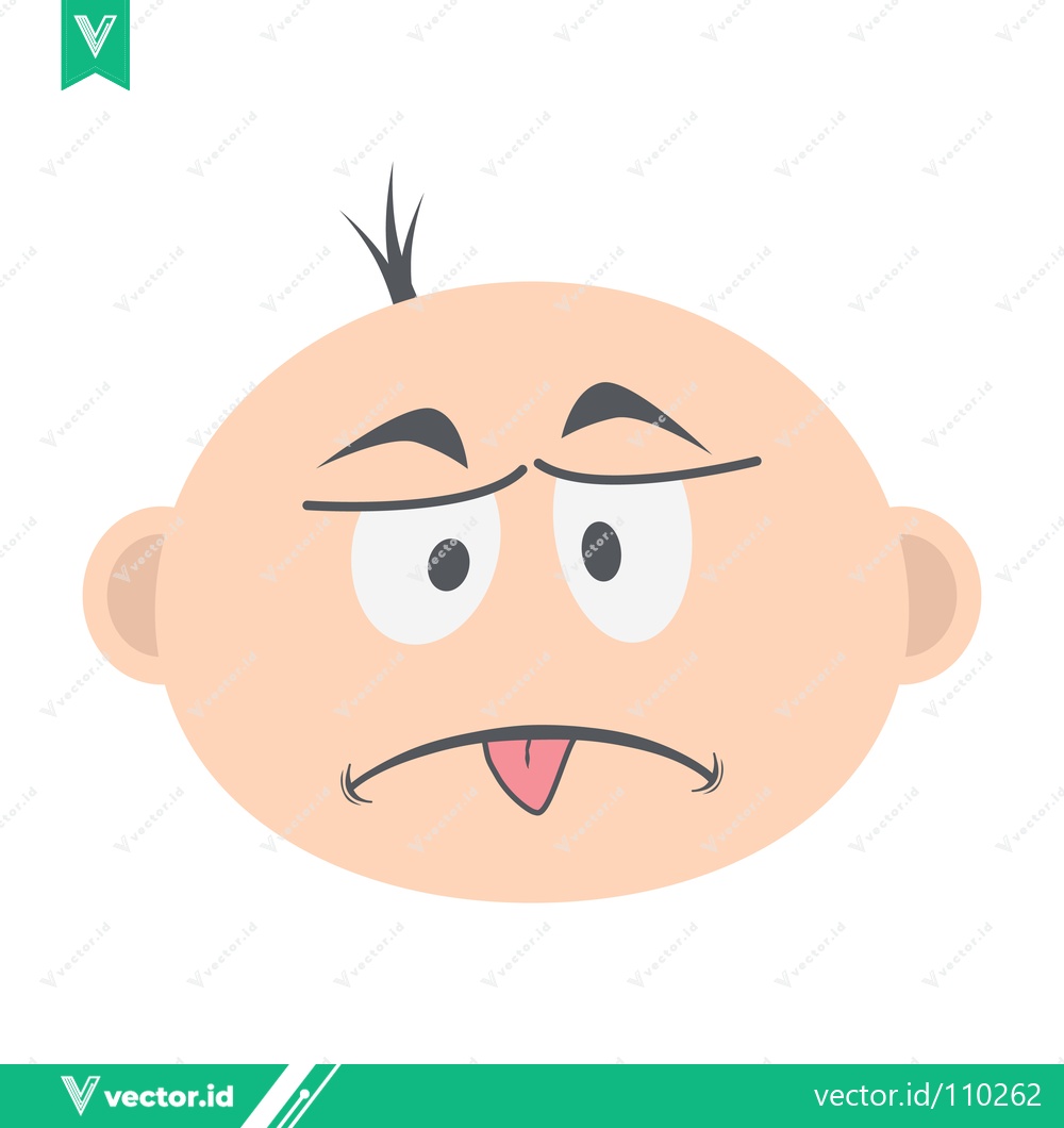 Premium Vector of Funny Baby Face with Tongue Sticking Out