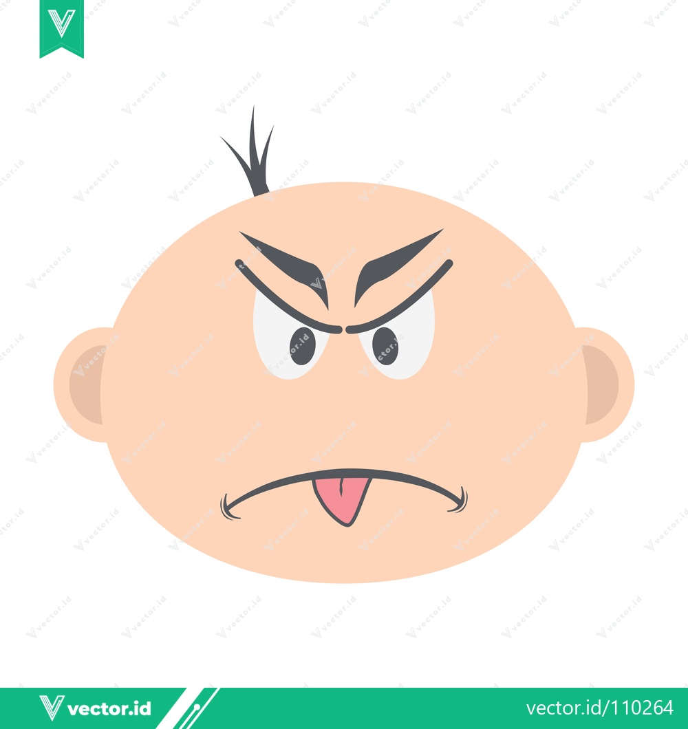 Premium Vector dari Angry Baby Face with Tongue Sticking Out