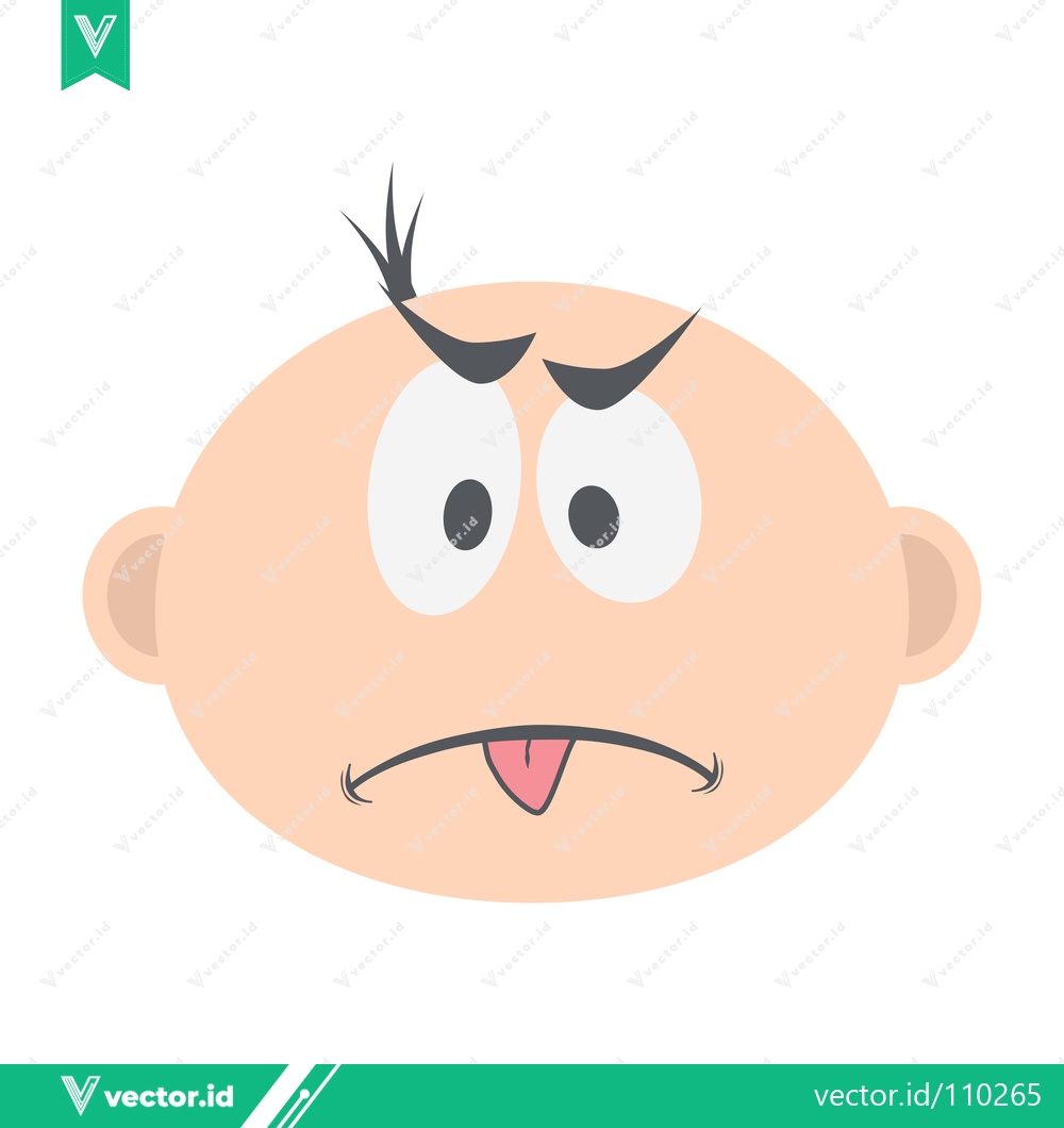 Premium Vector dari Cartoon baby face with a grumpy expression and tongue sticking out