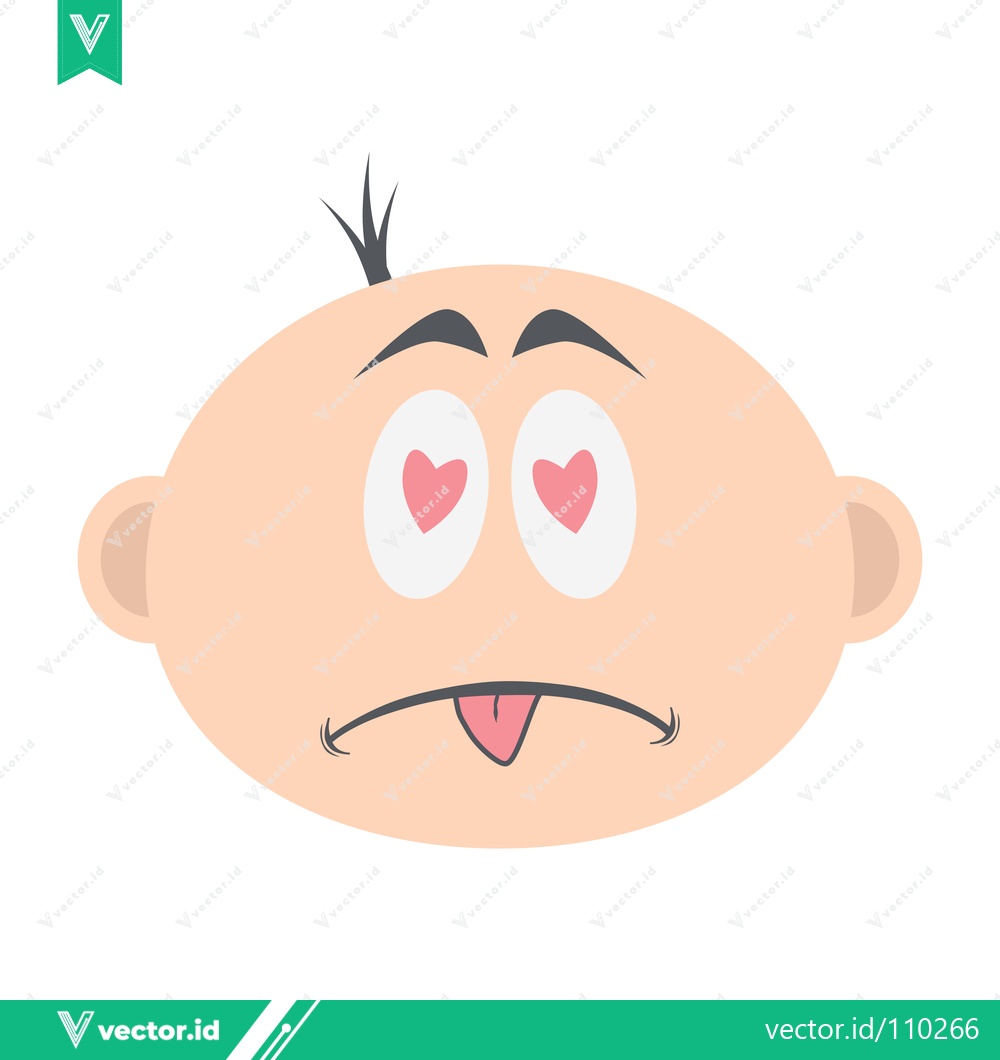 Premium Vector of Baby Face with Hearts in Eyes and Tongue Sticking Out