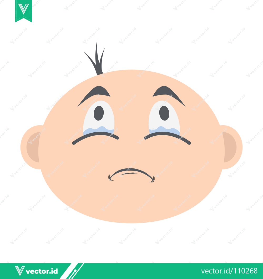Premium Vector dari Sad Baby Face with Tears Crying Emotion