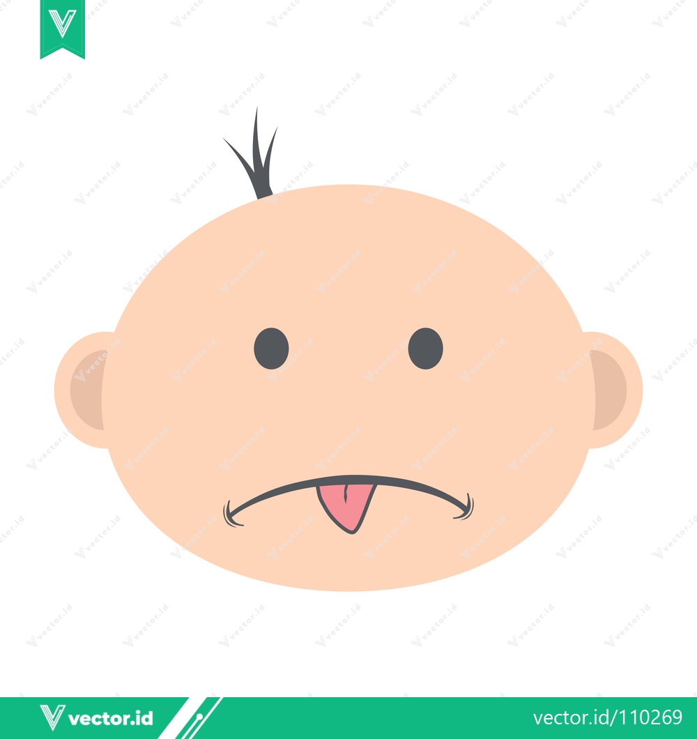 Premium Vector of Sad Baby Face Icon with Tongue Out