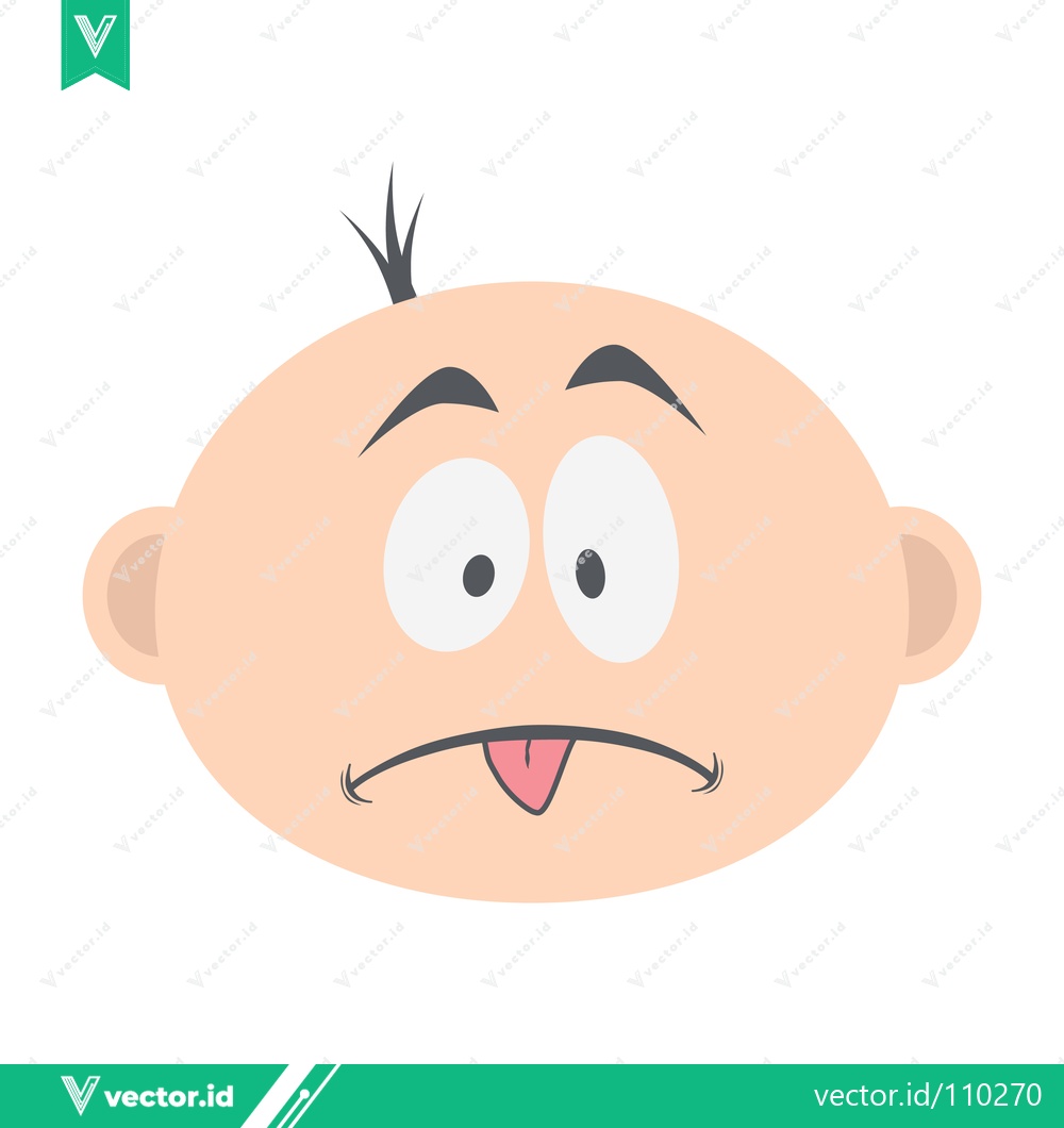 Premium Vector of Cartoon Baby Face with Tongue Sticking Out
