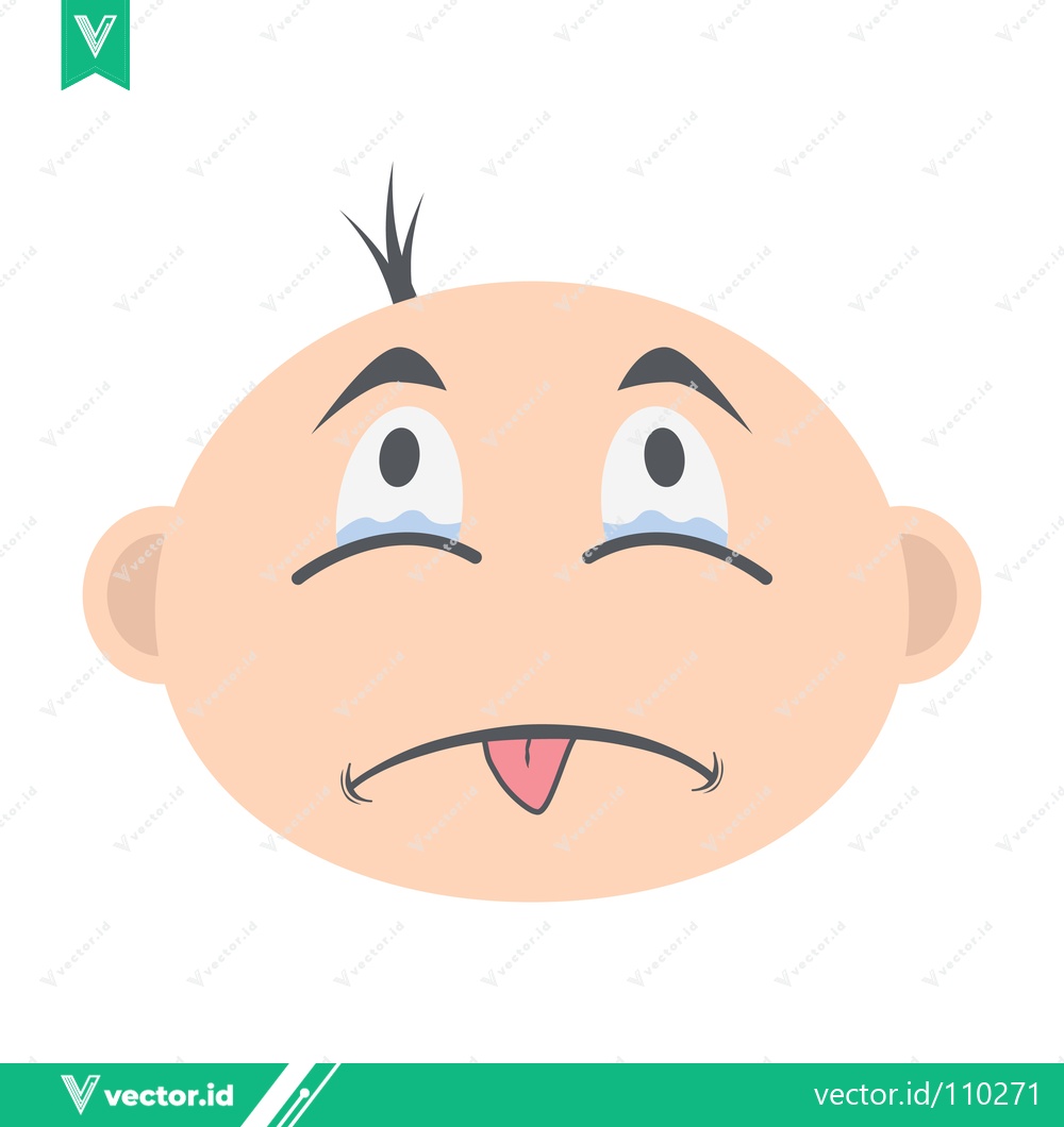Premium Vector dari Sad Baby Face with Tears and Tongue Out