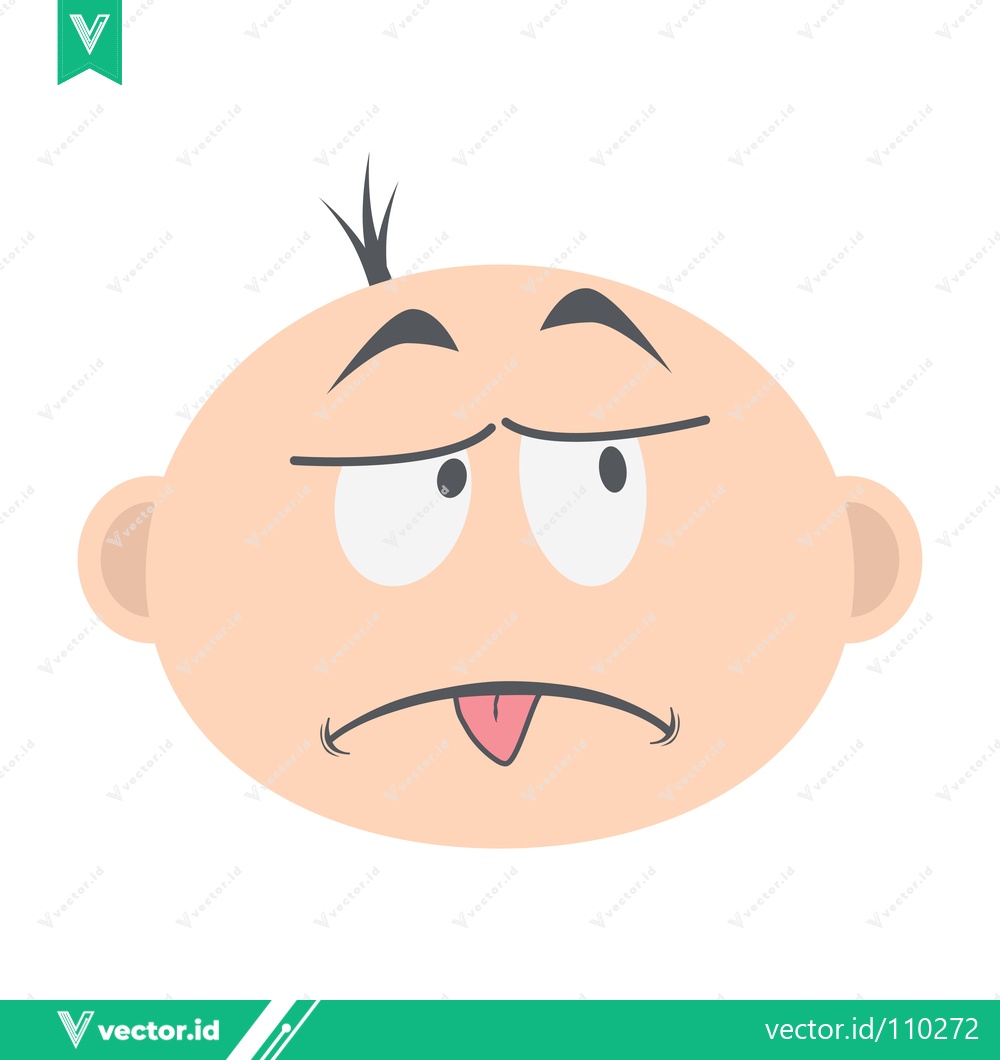 Premium Vector dari Cartoon Baby Face with Bored Expression and Tongue Out