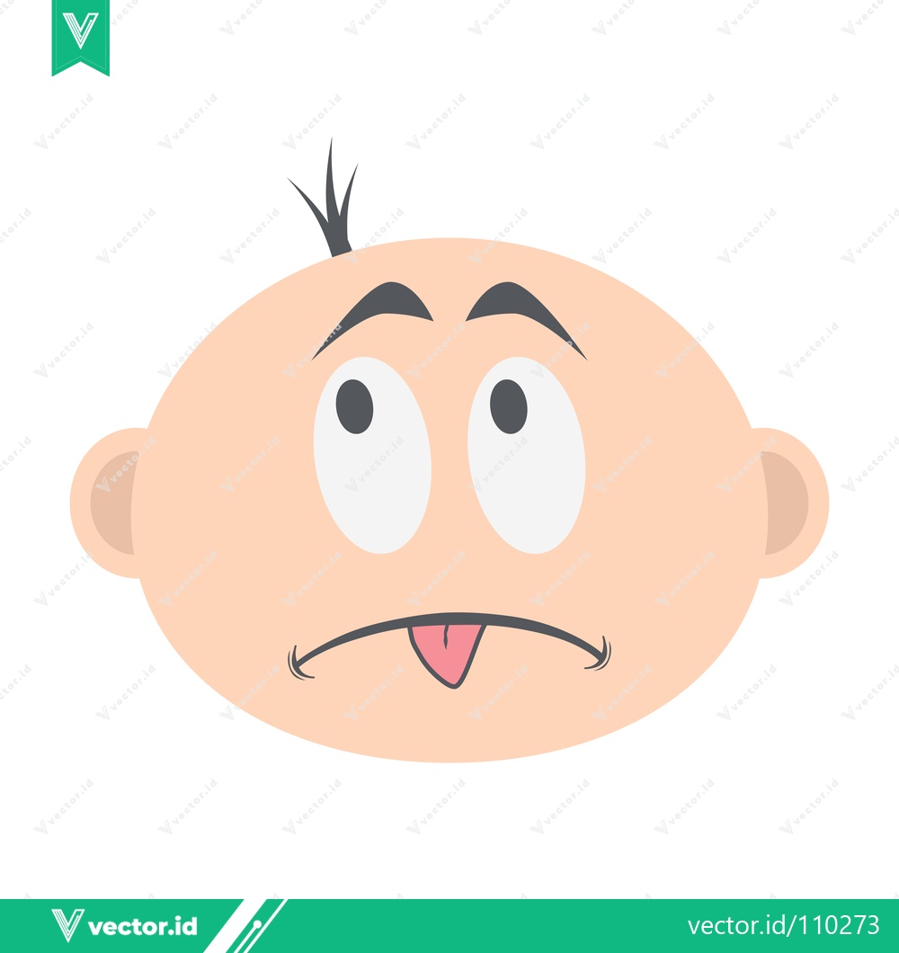Premium Vector dari Funny Baby Face with Tongue Sticking Out Cartoon