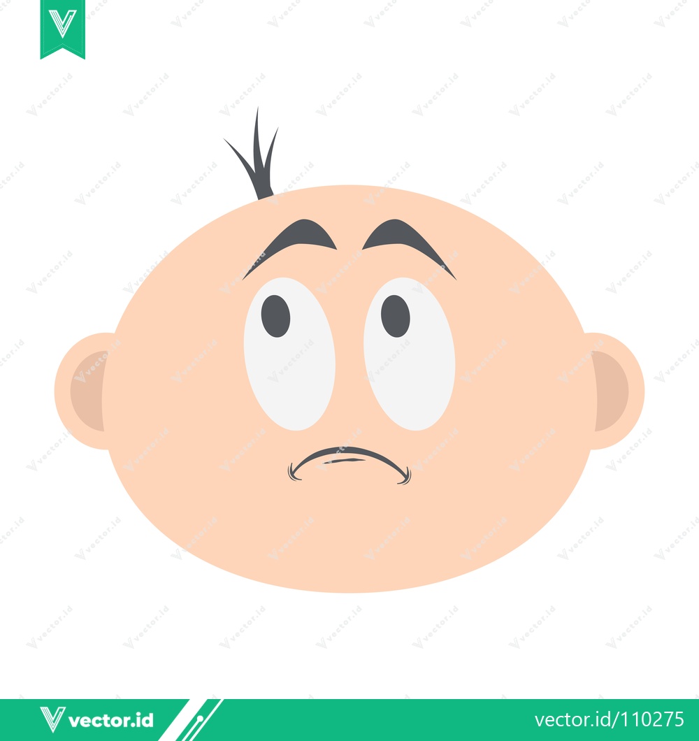 Premium Vector of Sad Baby Face Cartoon Illustration