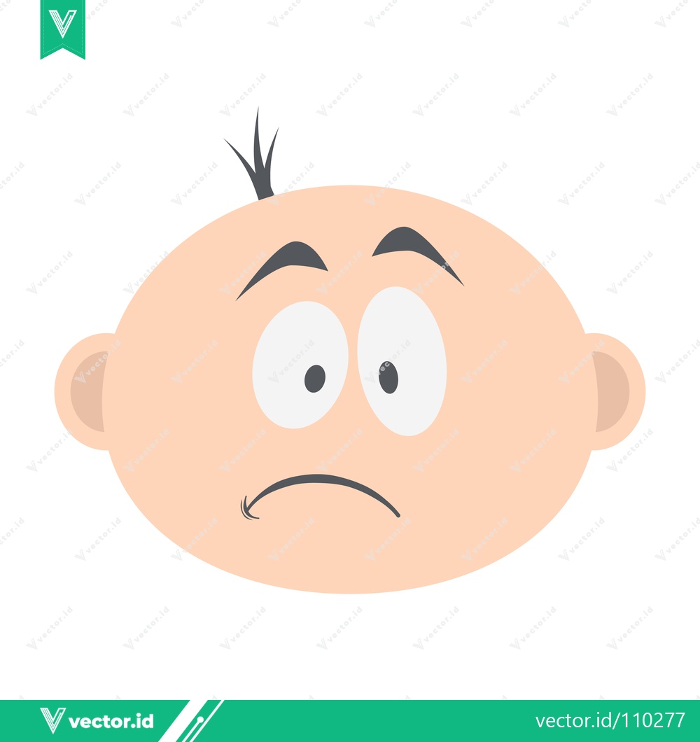 Premium Vector of Cartoon baby face with worried expression and big eyes
