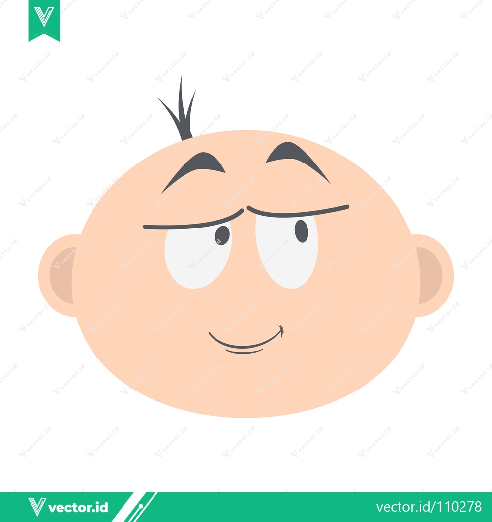 Premium Vector of Cartoon Baby Face with Mischievous Expression