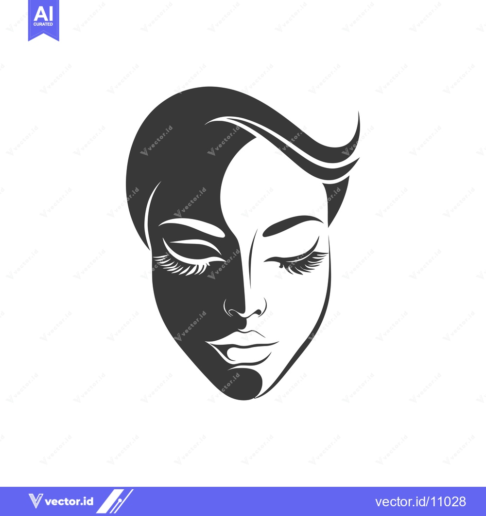 Premium Vector dari Abstract Black and White Illustration of a Woman's Face with Eyes Clos