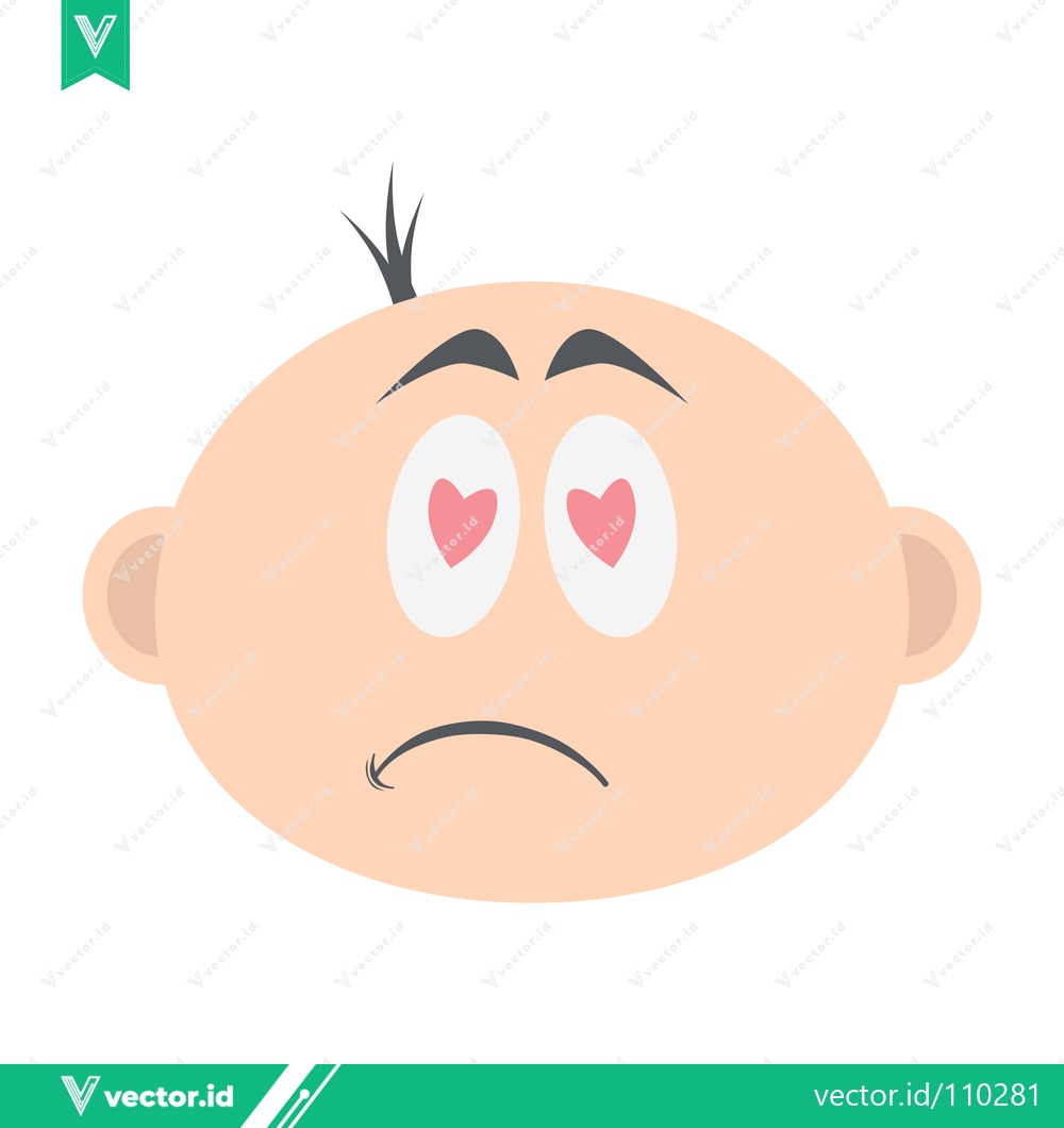 Premium Vector of Sad Baby Face with Hearts in Eyes Emoji