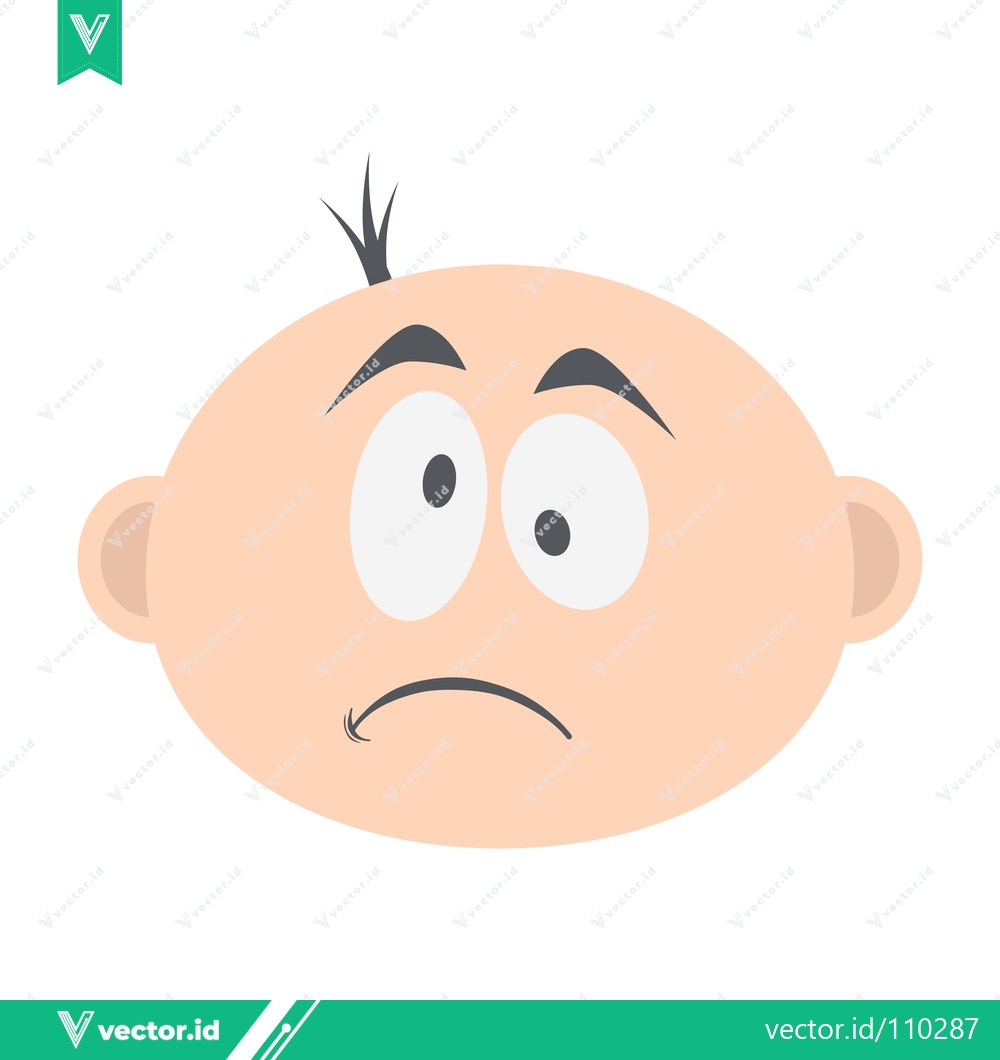 Premium Vector of Cartoon Baby Face with Worried Expression