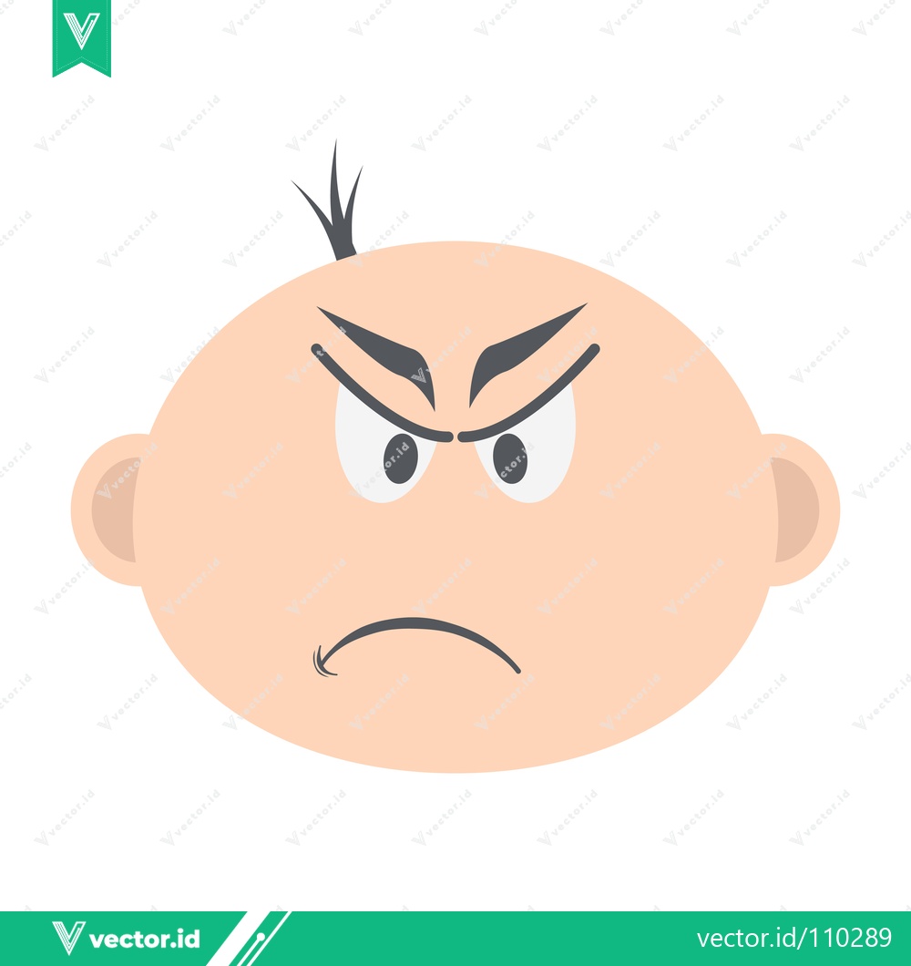 Premium Vector dari Illustration of an angry baby face with furrowed brows and a frown