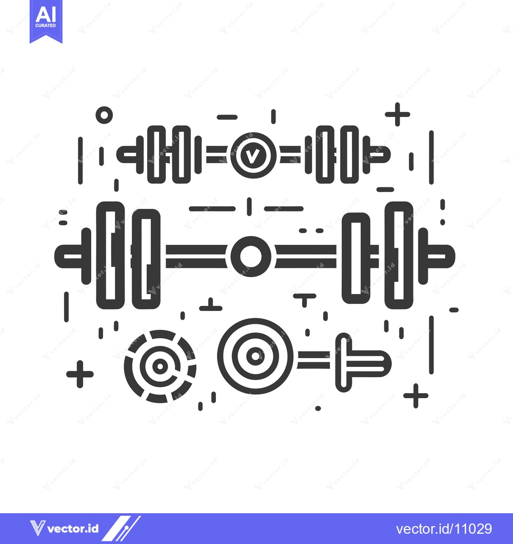 Premium Vector dari Abstract Black and White Illustration of Dumbbells, Weights, and Circl