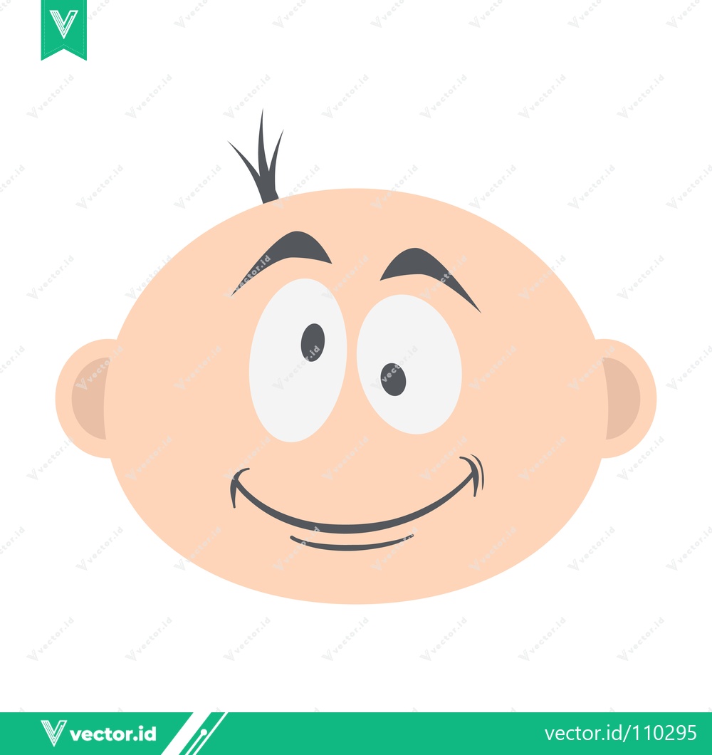 Premium Vector dari Cartoon Baby Face with Big Eyes and Smiling Mouth
