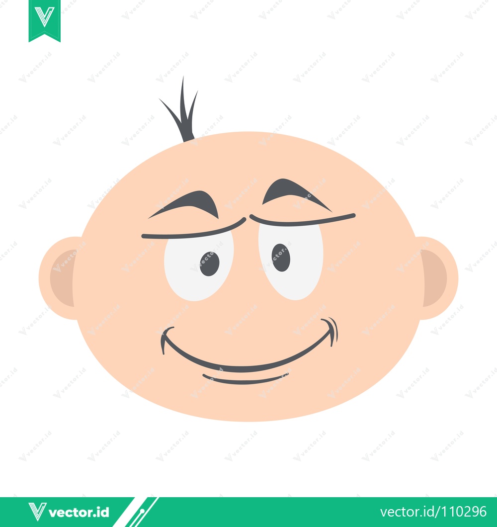 Premium Vector of Cartoon Baby Face with Mischievous Smile and Raised Eyebrows