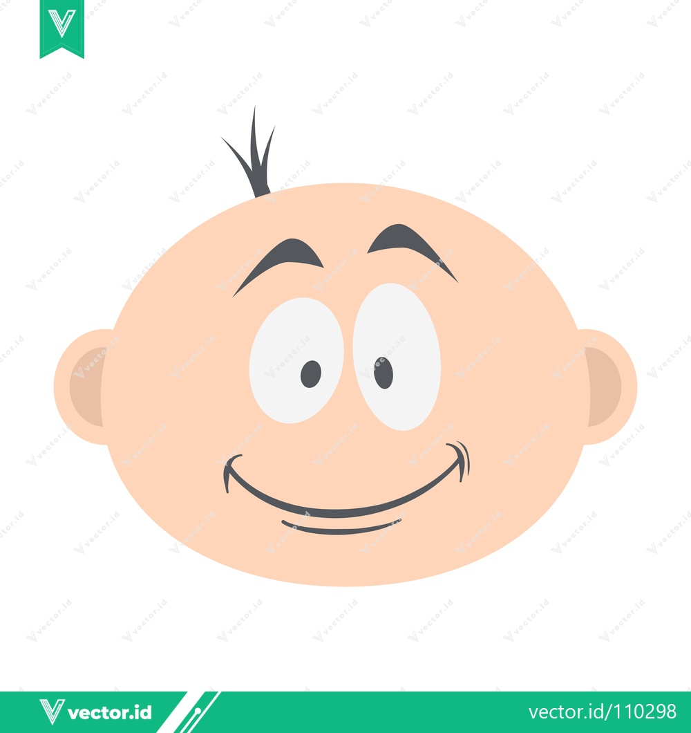 Premium Vector of Cartoon Baby Face with Big Eyes and Smiling Mouth