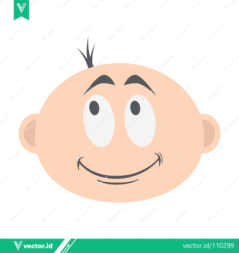 Premium Vector dari Cartoon Baby Face with Big Eyes and Smiling Mouth