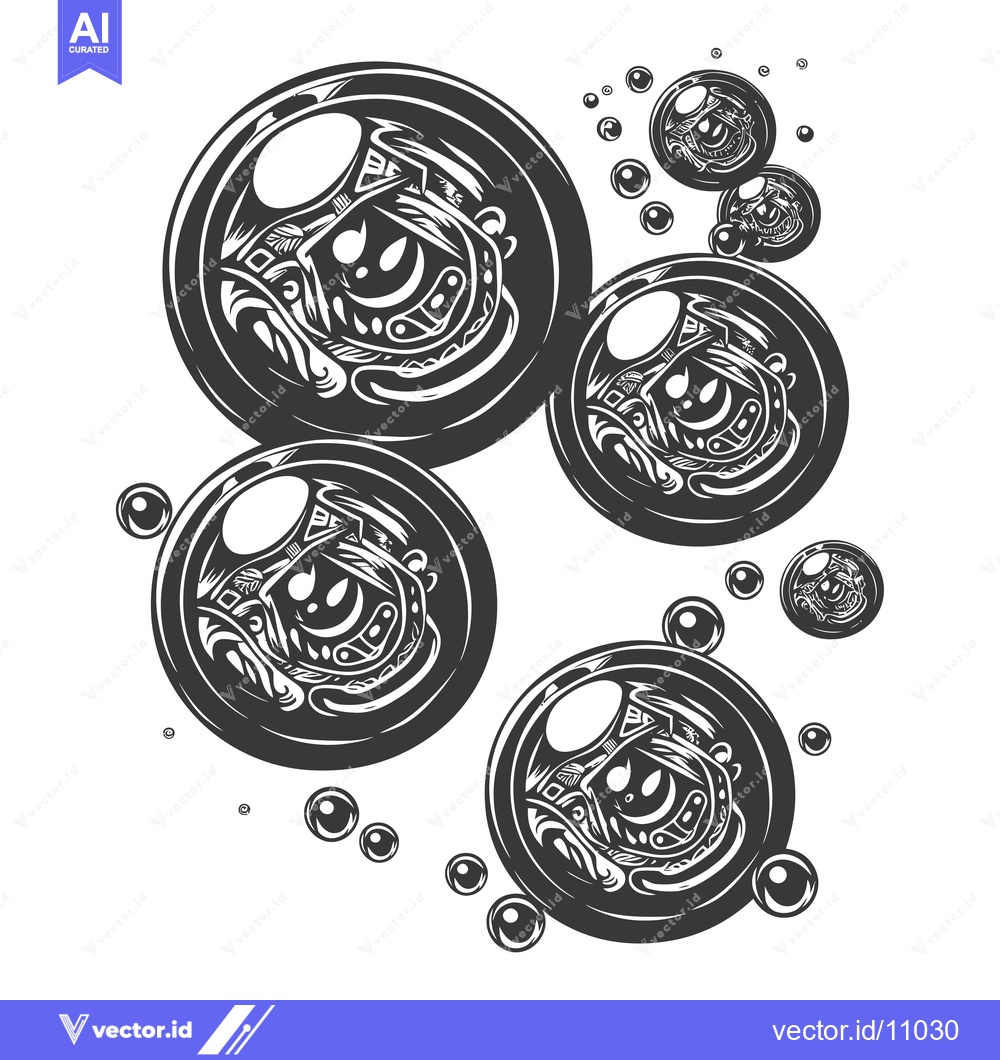 Premium Vector dari Abstract Black and White Illustration of Intricate Patterned Bubbles