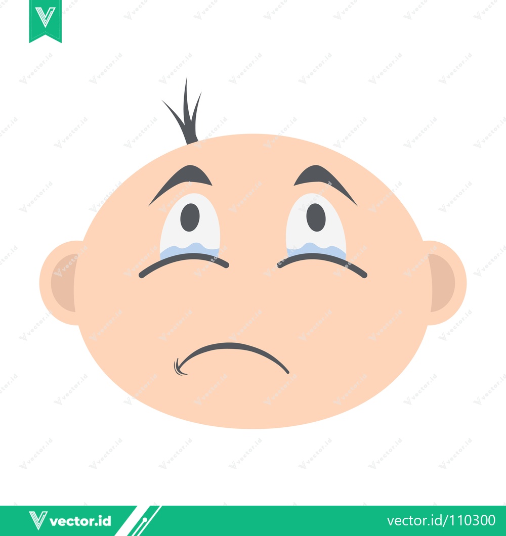 Premium Vector of Sad Baby Face with Tears Crying Emotion