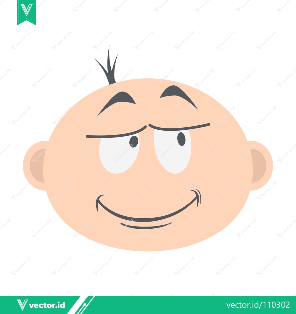 Premium Vector dari Cartoon baby face with a mischievous smile and raised eyebrows