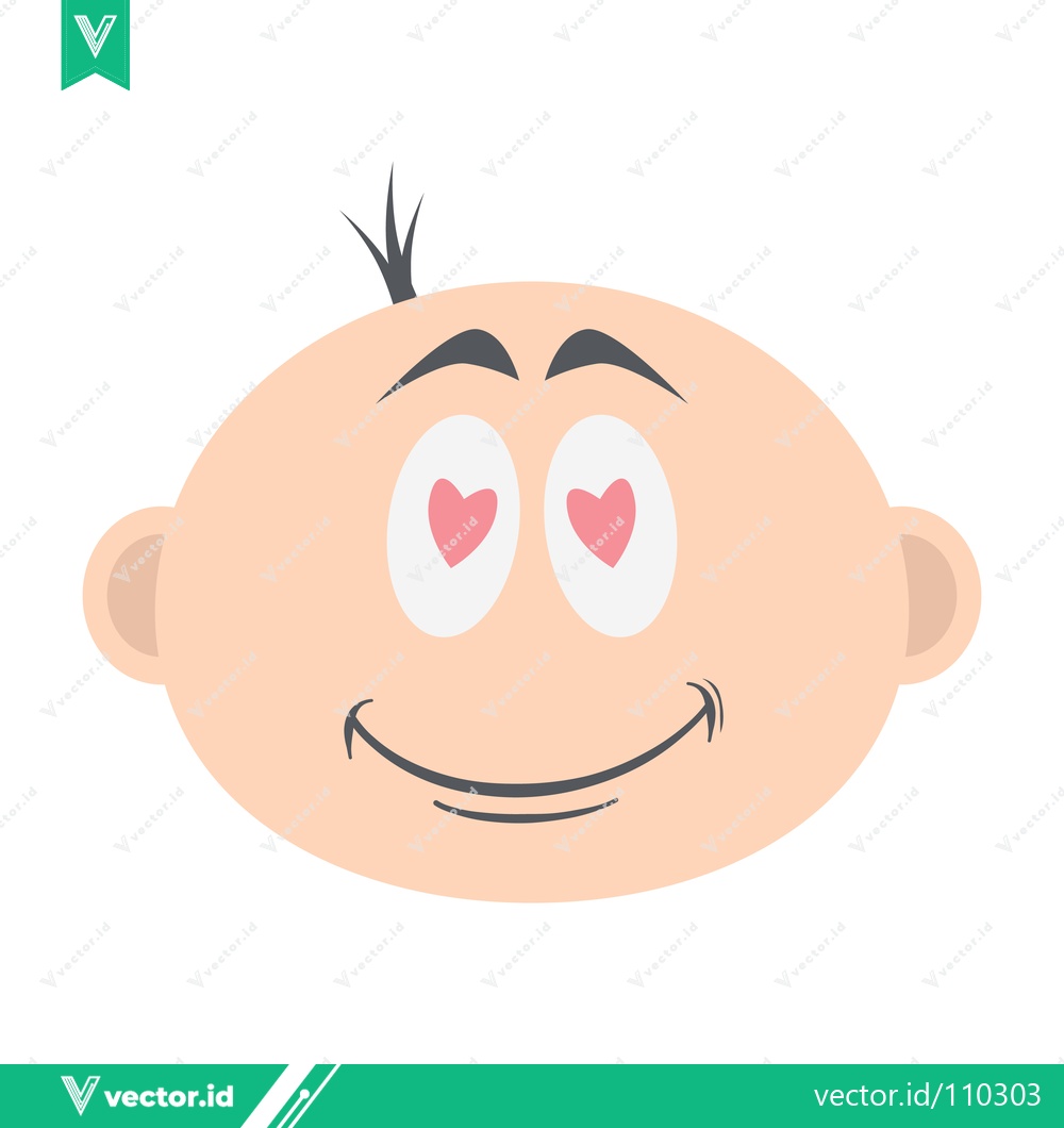 Premium Vector of Cute Baby Face with Heart Eyes Emoji
