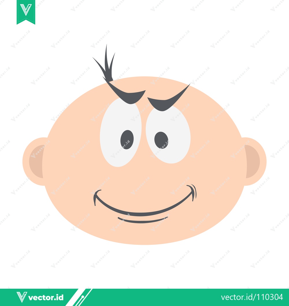 Premium Vector dari Cartoon Baby Face with Mischievous Smile and Raised Eyebrow