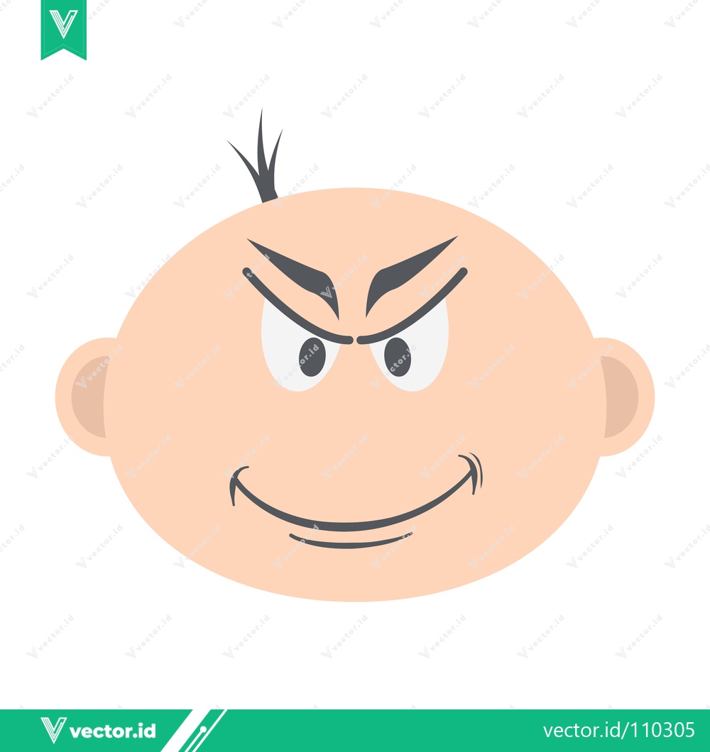 Premium Vector dari Cartoon Face with Evil Grin and Angry Eyebrows