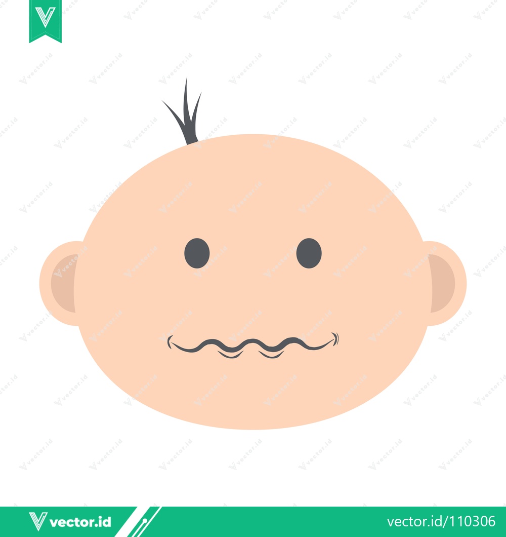 Premium Vector dari Simple Cartoon Baby Face Icon with Wavy Mouth