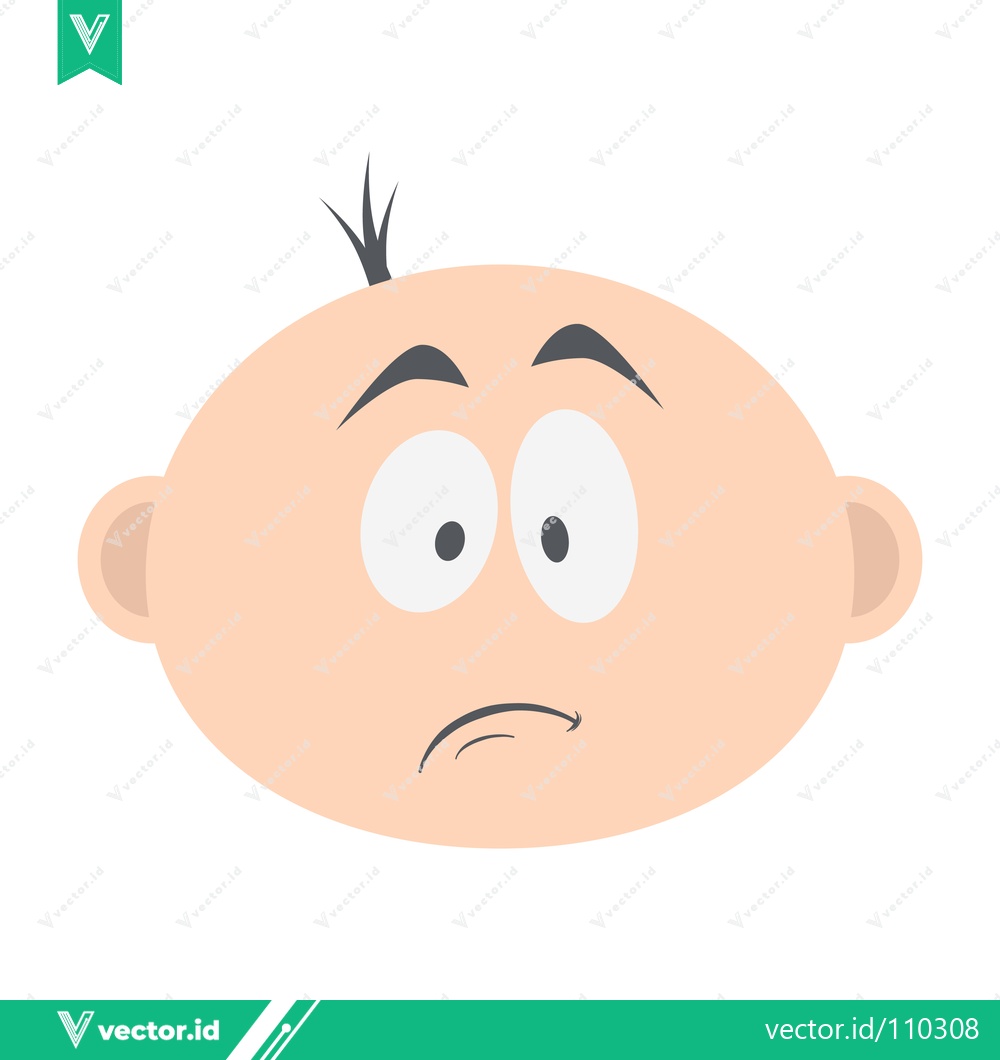 Premium Vector dari Cartoon Baby Face with Worried Expression