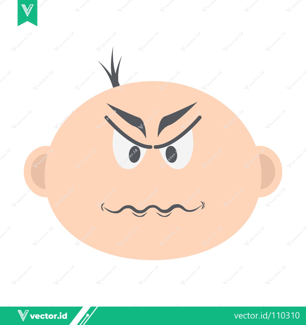 Premium Vector of Angry Baby Face Cartoon Illustration